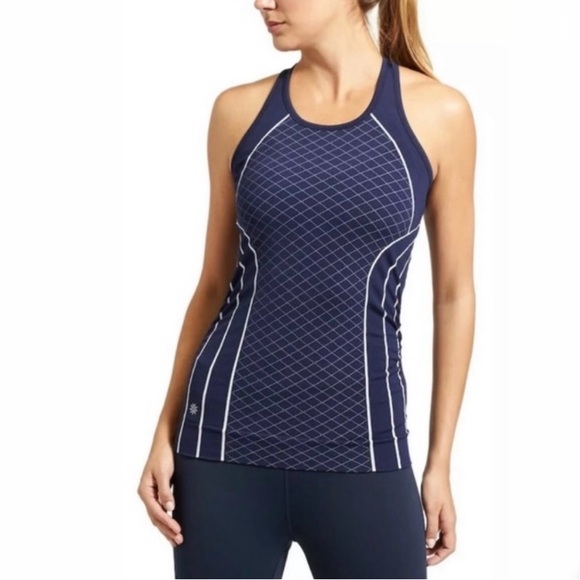 Athleta Finish Fast Line Blue Active Tank Top Women’s Size XS 591280 Racerback - Picture 1 of 7